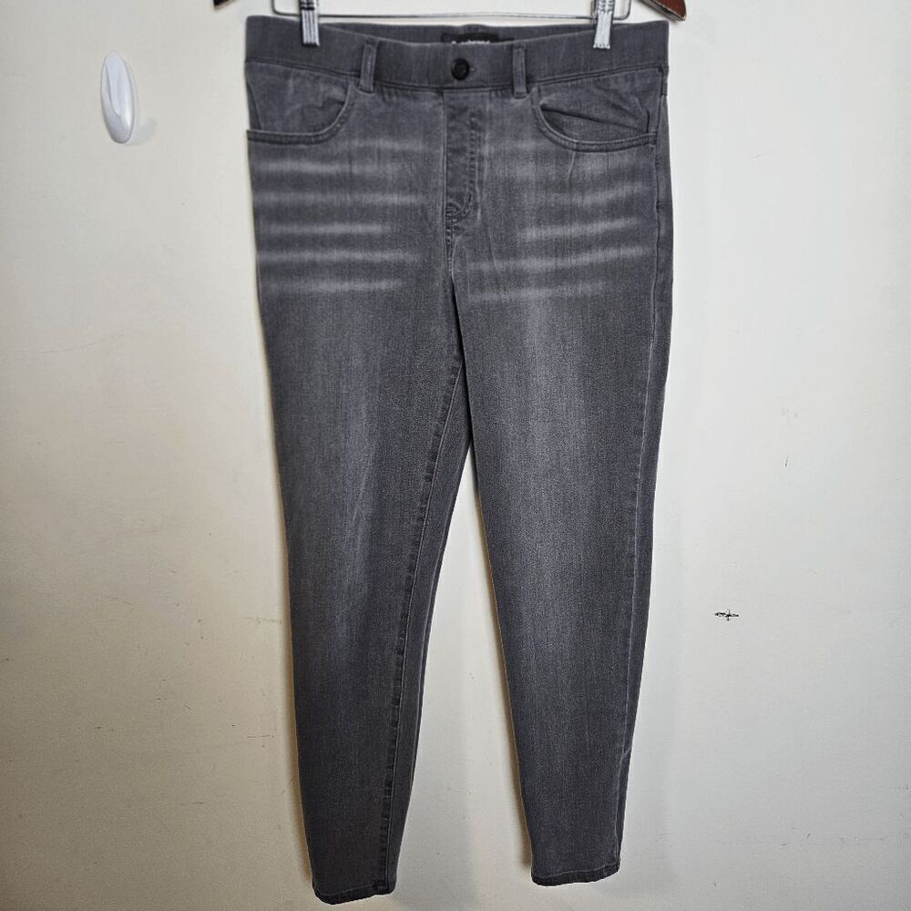 Betabrand Flat Front Straight Leg Stretch Denim Pants Women's Gray Size Large